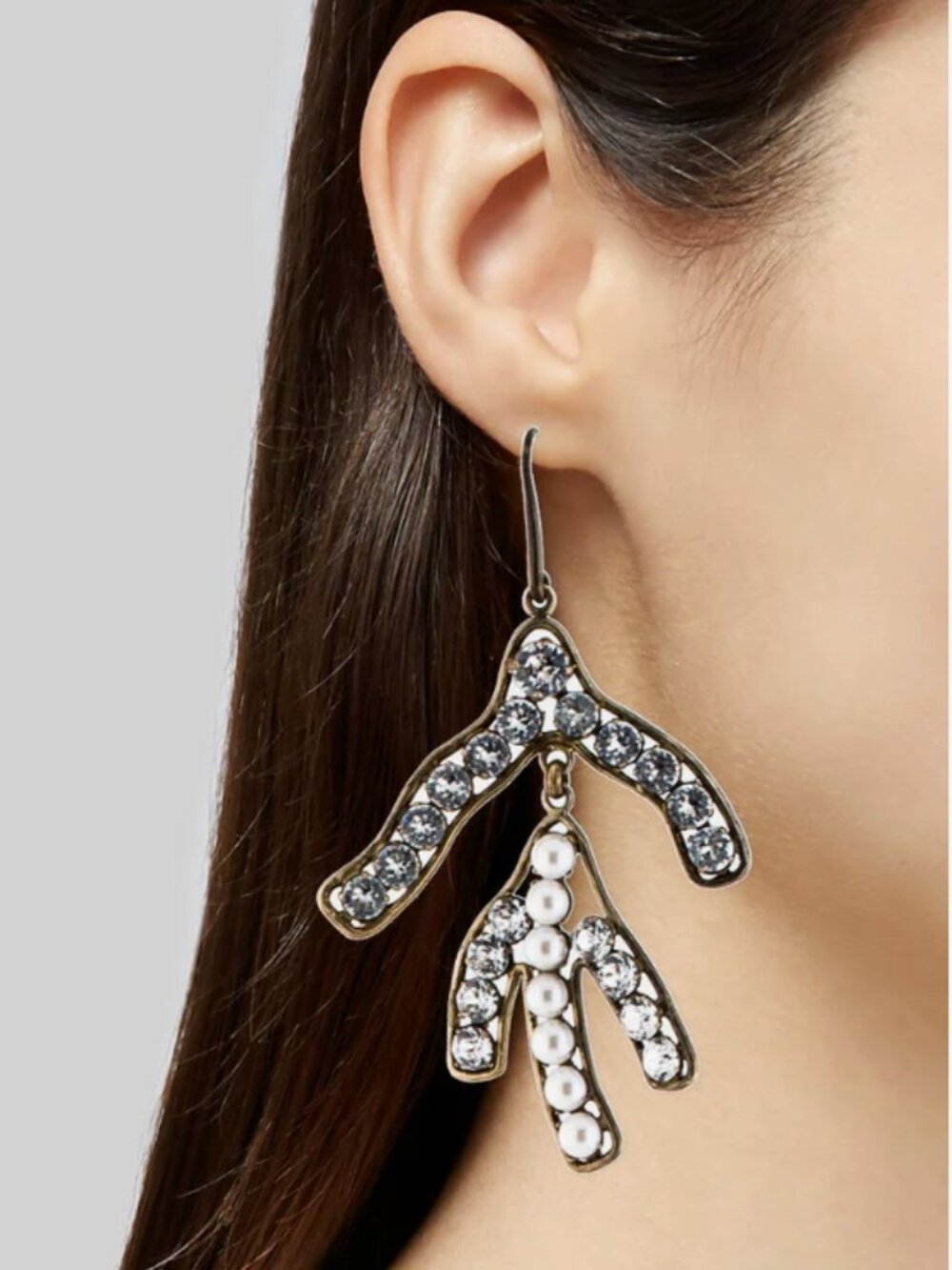 Celine Phoebe Philo Era Single Statement Earring Crystal Pearl Old Celine - Picture 4 of 7